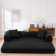 thumbnail image 2 of Leumius 4‑in‑1 Futon Sofa Bed,Modular Corduroy Sofa Couch with Fixed-Shape Frame & Removable Armrests,Folding Mattress Couch for Living Room, Office, Apartment,Black, 2 of 7