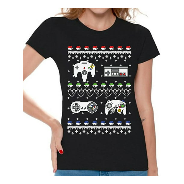 Awkward Styles Gamer Christmas Tshirt for Women Retro Gamer Shirt Funny Christmas  Shirts for Women Ugly Christmas T Shirt Geeky Christmas T-Shirt Xmas Party  Gifts for Her Nerdy Xmas Tshirt Xmas Gaming -