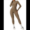 thumbnail image 1 of Mono de Entrenamiento de Larga para Mujer, con Cremallera, Pantalón y Mono Ajustado. Marrón Camello M, 1 of 10