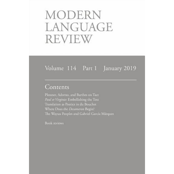 Modern Language Review (114: 1) January 2019 (Paperback)