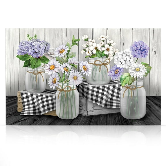 Briarwood Lane Checkered Mason Jars Large LED Canvas Art