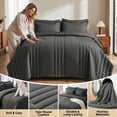thumbnail image 3 of Dhole 7-Piece Bed in Bag - Queen Size Striped Comforter Sets, Pillowcases & Sheet Collection for Cozy Bedding Sets - Gray, 3 of 10