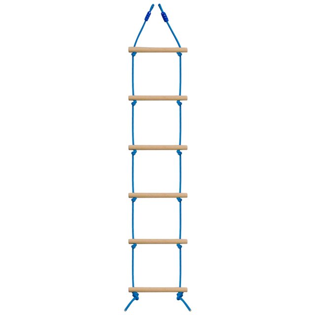 Vogacara Escalera de cuerda para niños para parque infantil al aire libre y casa del árbol Juguetes Escalera de cuerda de madera con hebilla