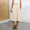 thumbnail image 3 of cocolona Womens Skirts for Women Summer Elastic Waist Flowy Midi Skirts Fashion Casual Loose Solid Color Beach Vacation Skirts Beige XL, 3 of 6