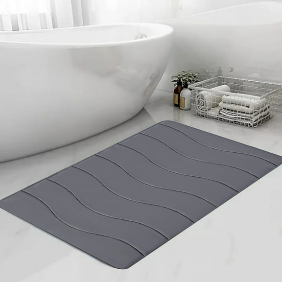 sruoe Bath Rugs, Bath Mats for Bathroom Floor, Bathroom Rugs, Non Slip WaterAbsorbent Stain Resistant Bath Mats, Polyester Mat, Bathroom Door Mat Household Use, Dark Gray