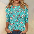 thumbnail image 2 of CYMMPU Blouses for Women Dressy Casual Round Neck Tunic Tops Flower Pattern Summer Fashion Shirts Loose Fit Spring Tops 3/4 Sleeve Lightweight Basic T-Shirts Multicolor XXXL, 2 of 5