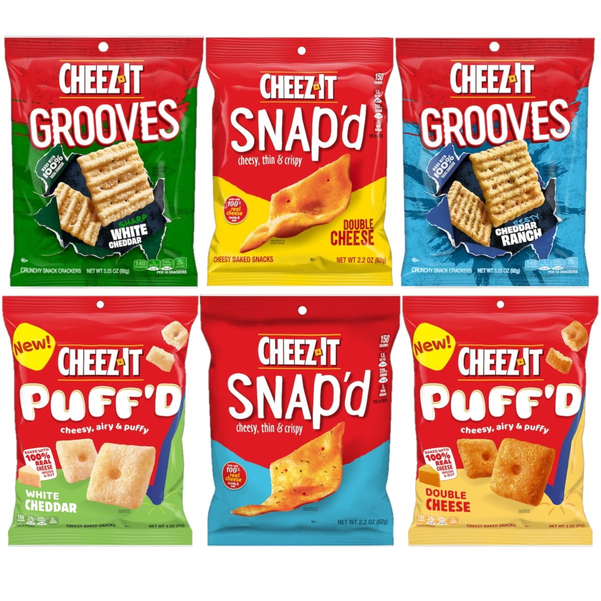 Cheez Variety Pack by Tribeca Curations | Grooves, Puff'd and Snap'd | 6 Unique Flavors | 6 Count