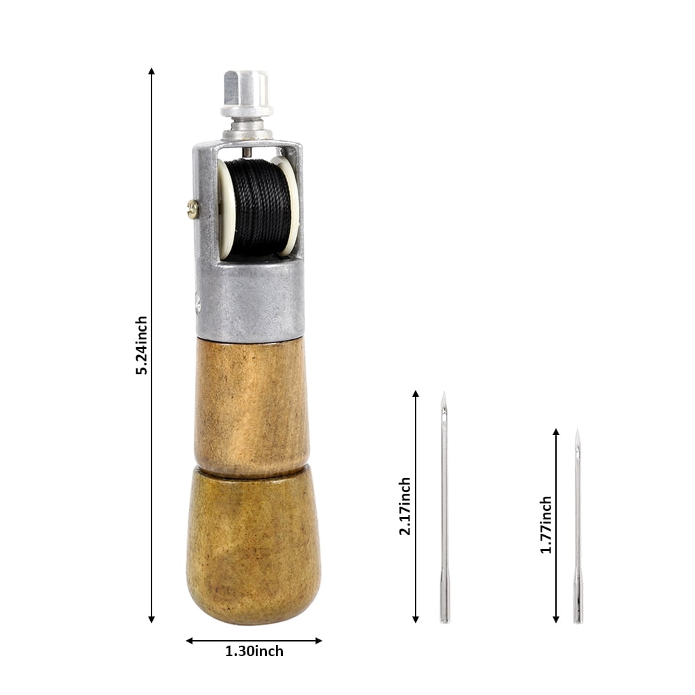 AMERTEER Leather and Fabric Sewing Awl Leather Craft Automatic Lock Stitching Sewing Awl Quick Stitch Repair Tool Kit with 2 Needles