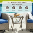 thumbnail image 4 of Unnifurnzi Outdoor Wicker Side Table-Patio PE Rattan End Table with Tempered Glass Top 2-Tier Storage Shelf Square Side Table for Deck Porch Balcony Garden-Gray, 4 of 7