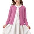thumbnail image 3 of Pretxorve Kids Girls Boys Jacket Solid Knit Crew Neck Long Sleeve Cardigan Casual Outerwear Sizes 1-15Y, 3 of 5