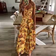 thumbnail image 2 of Gold yellow fall maple leaves Sleeveless Dress african dresses for woman dress for women birthday dress for woman, 2 of 5