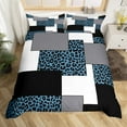 thumbnail image 2 of YST Black White Striped Duvet Cover Full,Navy Blue Leopard Pattern Bedding Set,Geometric Bed Sets,Modern Square Reversible Quilt Cover with 2 Pillowcases Microfiber,no Comforter, 2 of 5