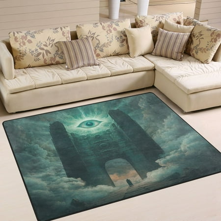 WOBOGO The Eye Of Heaven Carpet Non-Slip Rugs Soft Doormat 63×48in Living Dining Room Bedroom Decorative