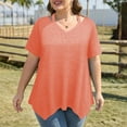 thumbnail image 3 of Yigetop Plus Size T Shirts for Women Women Plus Size Tops Cut Out V Neck 3/4 Sleeve Blouses Casual Tunic Tops To Wear with Leggings Women T Shirt orange 3XL, 3 of 7