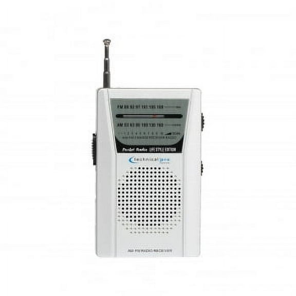 Technical Pro AM/FM Battery Powered Portable Radio Speaker with Headphone Output, Black