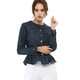 thumbnail image 1 of Chaqueta de mezclilla Allegra K con cuello redondo botones manga larga peplum azul M, 1 of 6