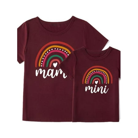 

Topumt Mother and Daughter Outfits Mama Mini Print Family Matching Tshirts Valentines Day Mothers Day Shirts