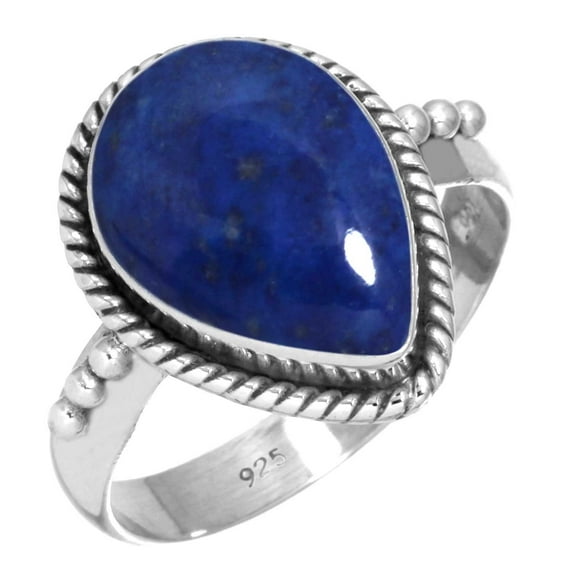 925 Sterling Silver Ring For Women - Girls Blue Natural Lapis Lazuli Gemstone Silver Ring September Birthstone Fashion Silver Ring Size 6 Anniversary - Gift For Women Gemstone 925 Silver Jewelry