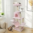 thumbnail image 4 of Costway 58" Tall Multi-level Cat Tree with Upholstered Perch & Cat Condo, Comfy Hammock Pink, 4 of 10