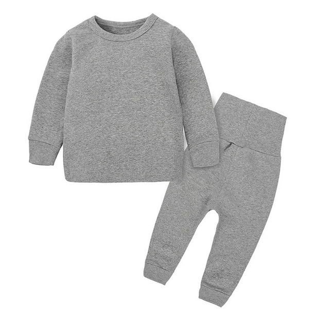 Gibobby Conjunto de Sudadera y Pantalón Niños pequeños Babys Girls Boys Primavera Invierno Sólido Pantalones de manga larga Conjunto de ropa de dormir Trajes Ropa(Gris,6-9 Months)