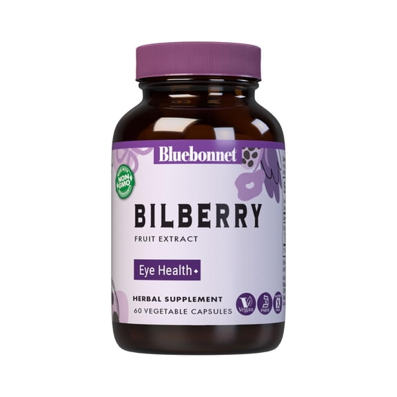 Bluebonnet Nutrition Bilberry Fruit Extract Supplement, 60 Count