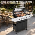 thumbnail image 3 of SEGMART 4 Burner Propane Gas Grill with Side Burner, 46,500 BTU Outdoor Cooking BBQ Grill with Porcelain-Enameled Cast Iron Grates, Equipped with Temperature, Tool Hooks, and Bottle Opener, 3 of 11