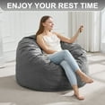thumbnail image 6 of 3FT Bean Bag Chair Bean Bag Chairs for Adults Giant Bean Chairs with Velvet Cover, Memory Foam BeanBag Chair Fluffy BeanBag Chairs for Living Room, Bedroom - Grey (36" x 36" x 22"), 6 of 9