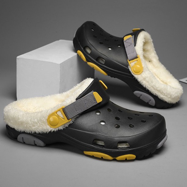 Nuevos zapatos de felpa cálidos y perforados para hombre, suela gruesa, informales, para el hogar, zapatillas de algodón EVA suaves y cómodas, regalo