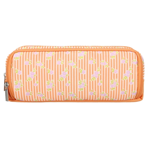 Pen+Gear 3-Zip Floral Pencil Pouch, Orange