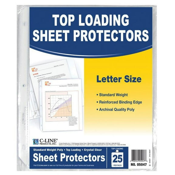 C Line Products Inc  05047 11" X 8" Top Loading Sheet Protectors 25 Count
