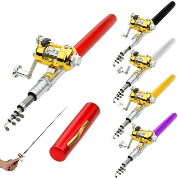 D-GROEE Pen Fishing Rod Reel Combo Set Mini Pocket Telescopic Fishing Pole Kit Telescopic Fishing Rod with Fishing Reel Combo Kit