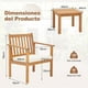 thumbnail image 3 of Costway Juego de Muebles de 3 Piezas de Madera con Sillas Mesa de Centro de Madera de Acacia Cojines Suaves para Porche Patio Balcón Blanco, 3 of 8