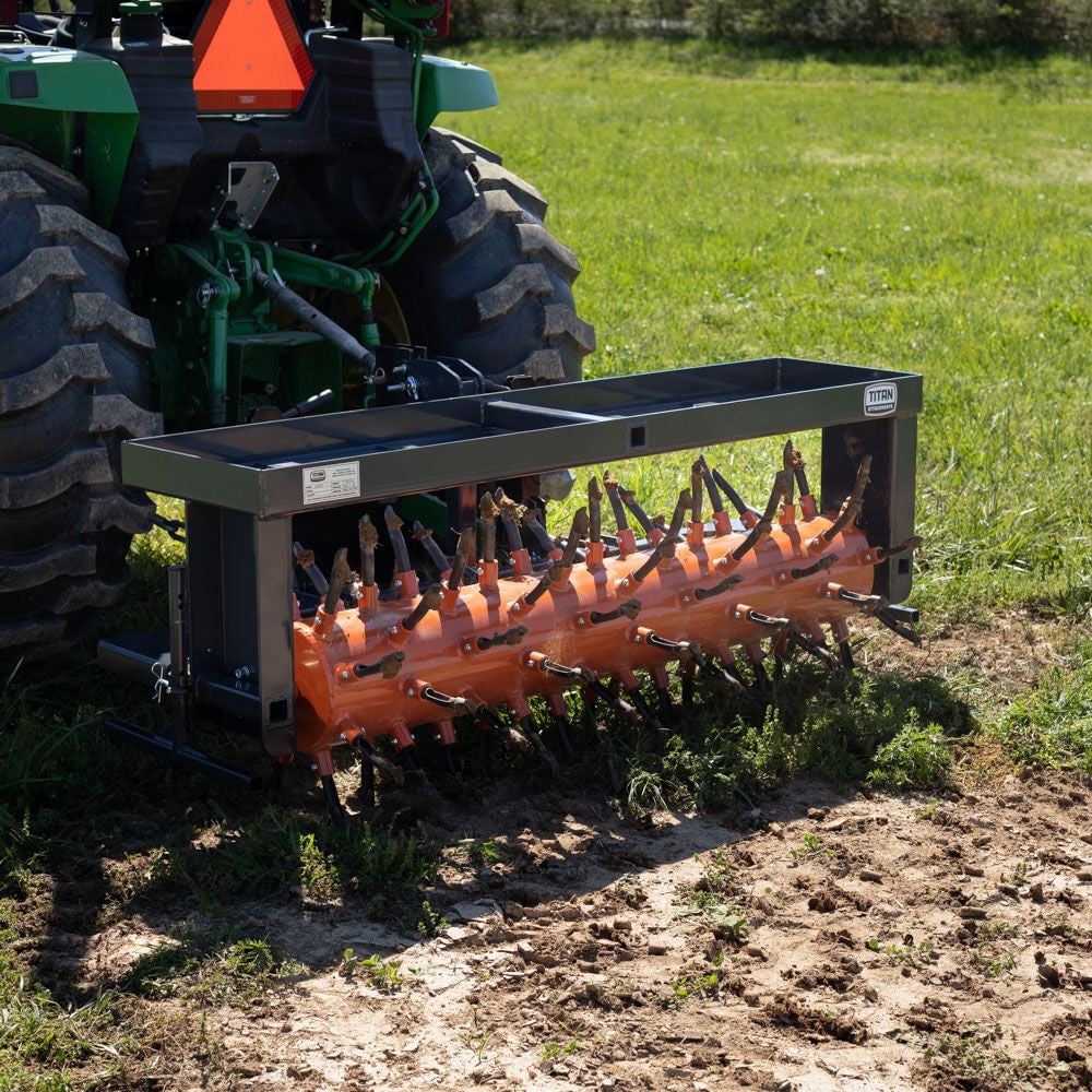Titan Attachments 3 Point Drum Plug Aerator Tractor Attachment, 68 Coring Plugs
