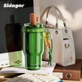 thumbnail image 6 of Sidagar 22oz Tritan Sports Water Bottle with Straw & Strap, Leak-Resistant Travel Cup, Green, 6 of 9