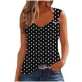 thumbnail image 2 of Pounoo Tank Tops for Women V Neck Polka Dot Print with Metal Ring Detail Loose Fit Soft Comfy Casual Daily Shirts Gift, 2 of 5