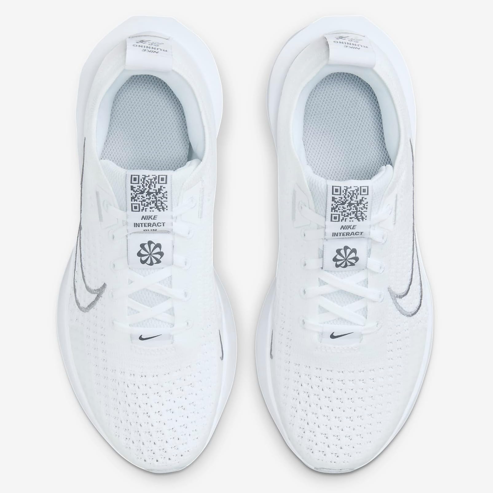 NIKE Interact Run Womens Road Running Shoes FD2292-100 (White/Metallic Silver-Pure P), Size 11