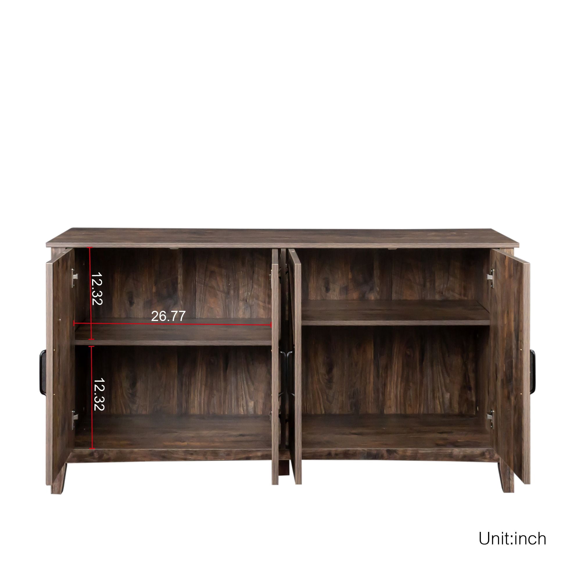 Aukfa Storage Cabinet,Freestanding Sideboard Cabinet with 4 Doors for Living Room - Brown