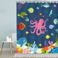 thumbnail image 2 of Kids Shower Curtain for Bathroom,Cartoon Sea Ocean Animal Shower Curtain with Dolphin, Ocean Fish Shower Curtains Set with 12 Hooks, Waterproof Cool Shower Curtain, 72''''W x72 ''''H, 2 of 6