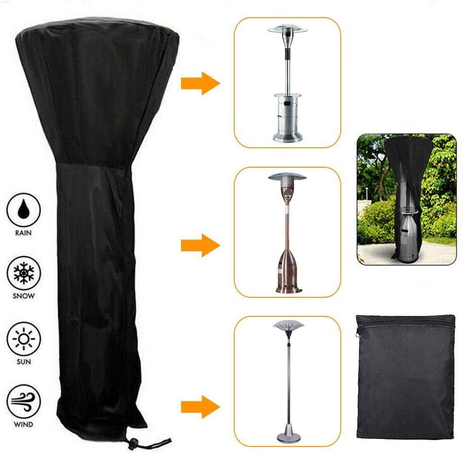 Patio Heater Cover 210D Oxford Fabric Waterproof with Zipper Outdoor Storage Protector for Stand Up Round Dome Heaters 89 H x 33 D x 19 B Inch 