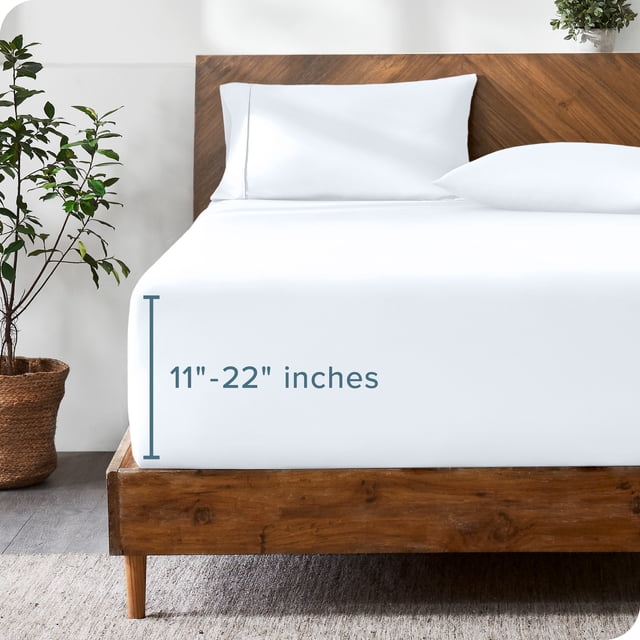 Bare Home Sábana Ajustable Bolsillo Extra Profundo de 22, Colección Premium 1800, Tamaño Completo-XL, Color Blanco