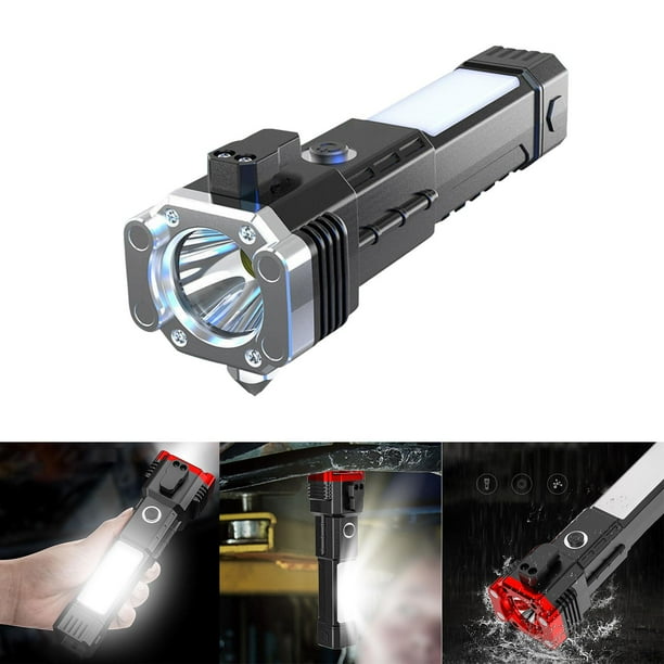 Linterna portátil COB Antorcha de mano Impermeable USB Senderismo al aire libre Camping Plata shamjiam Antorcha recargable
