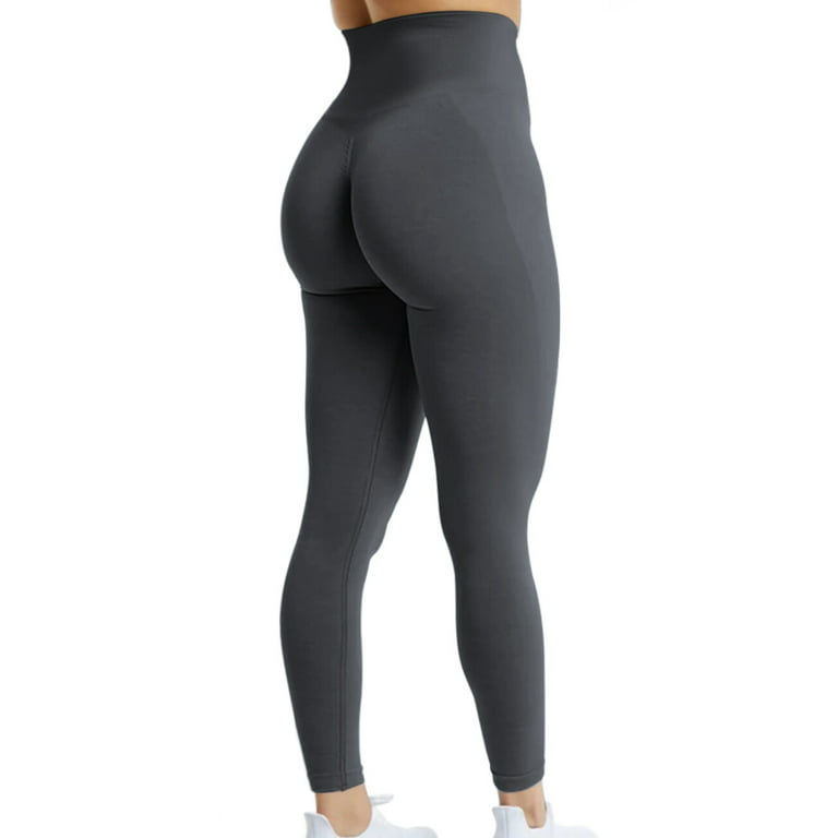 A AGROSTE Scrunch Butt Lifting Seamless Leggings Booty High Waisted Workout  Yoga Pants Anti-Cellulite Scrunch Pants DarkBrown-L