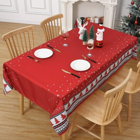 

Yesfashion Christmas Table Cloth Farmhouse Waterproof Xmas Tree Snowflake Decoration Table Cover for Kitchen Dinning Room