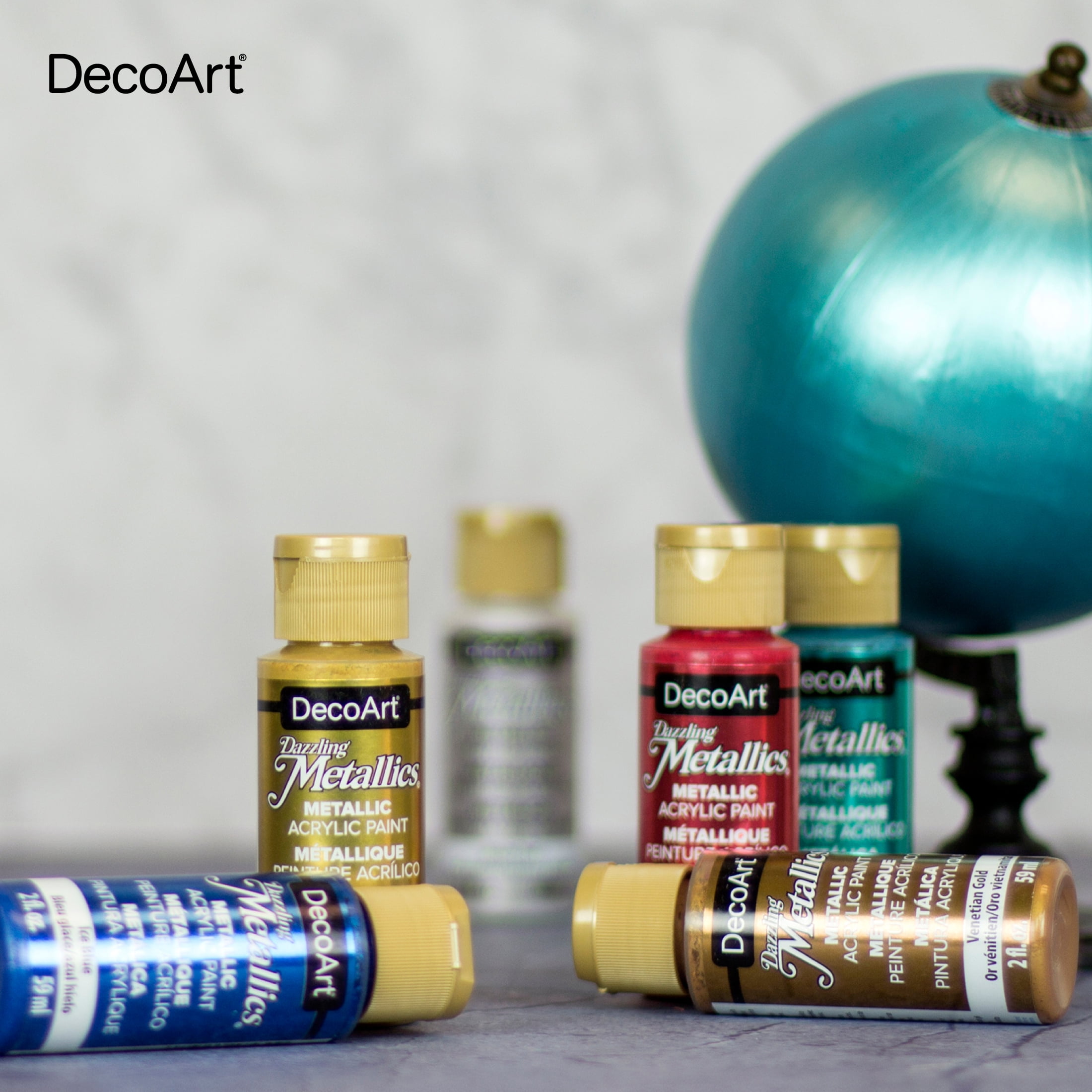 DecoArt Dazzling Metallics - Juego de 4 pinturas acrílicas doradas  gloriosas de 2 onzas, suministros de arte de pintura acrílica metálica  dorada