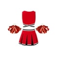 thumbnail image 2 of iiniim Kids Girls Cheers Printed Crisscross Crop Top with Pleated Skirts Pompom School Leader Sets Size 4-14 Red 6, 2 of 7