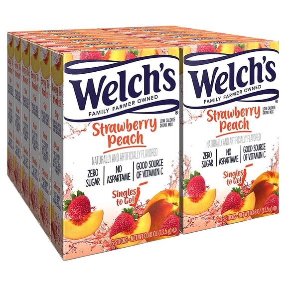 Welch's Singles To Go Drink Mixes. - Strawberry Peach Powder Sticks