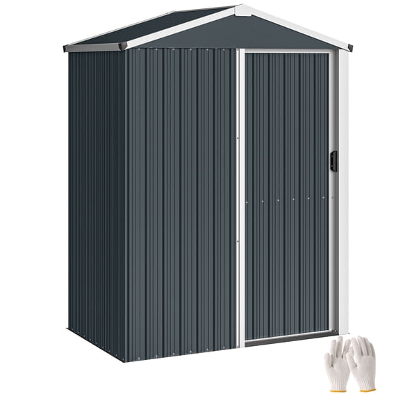 Outsunny 4.5 x 3ft Outdoor Storage Shed, Metal Garden Shed, Dark Grey