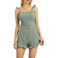 thumbnail image 2 of Mialoley Femmes 2 Pièce Ensemble Pyjama Ensemble Cami Sans Manches Shorts Décontractés Ensembles de Vêtements de Nuit, 2 of 9