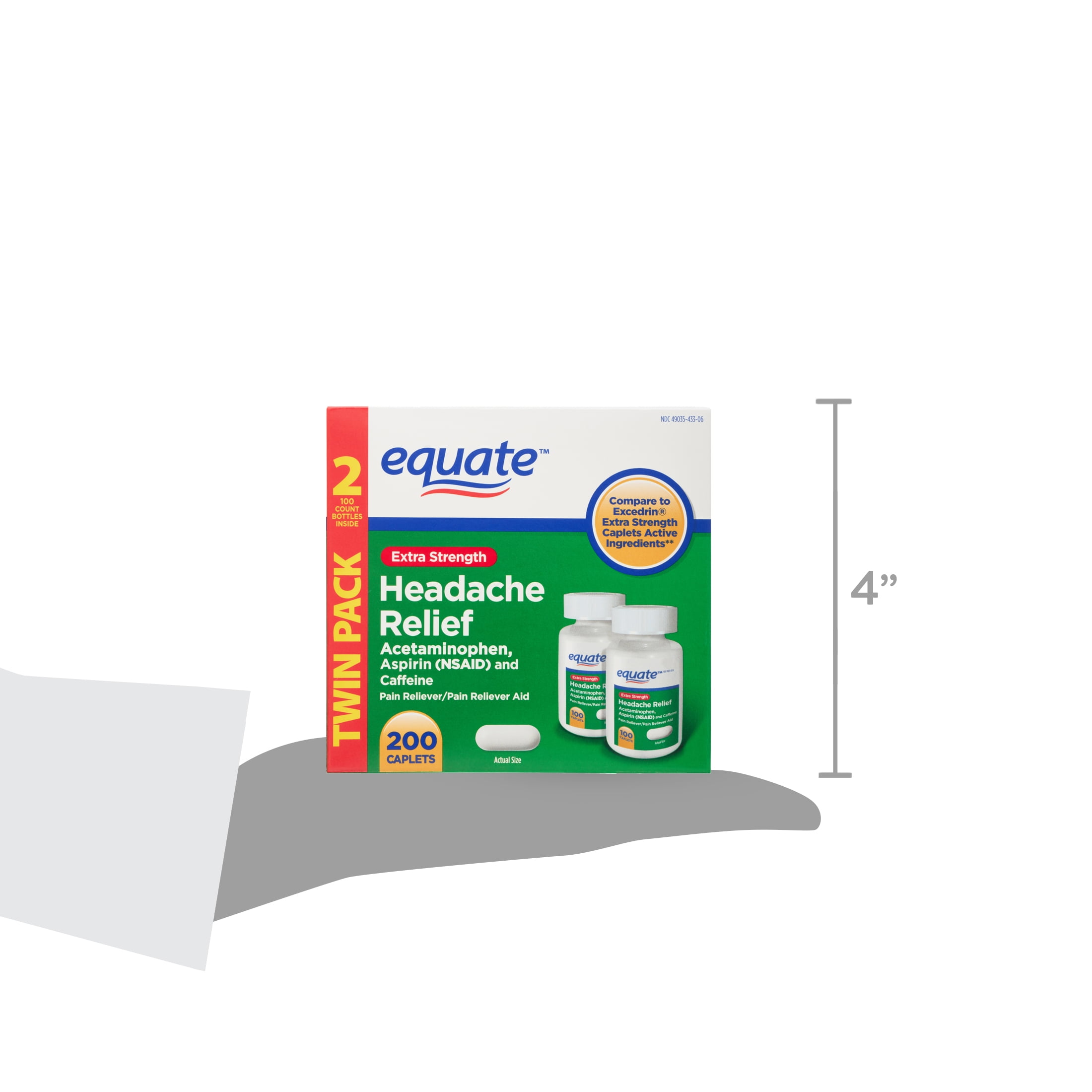 Equate Gluten-Free Acteaminophen Headache Relief Caplet for Arthritis Set with 250 mg