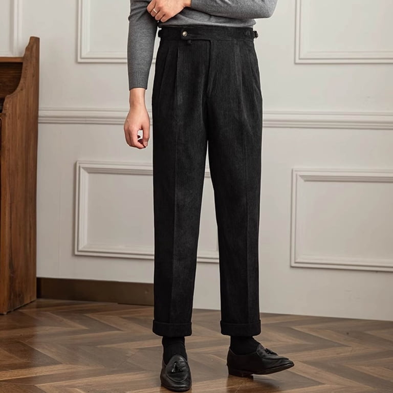 Men's Classic Fit Velvet Dress Pants Slim Fit Comfort Suit Elastic Waist  Full Length Pants C-Black - Walmart.com